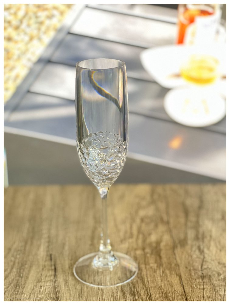 Set of Four Clear Dimpled Tritan Plastic Stemmed Flutes HomeRoots