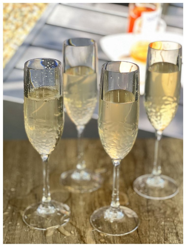 Set of Four Clear Dimpled Tritan Plastic Stemmed Flutes HomeRoots