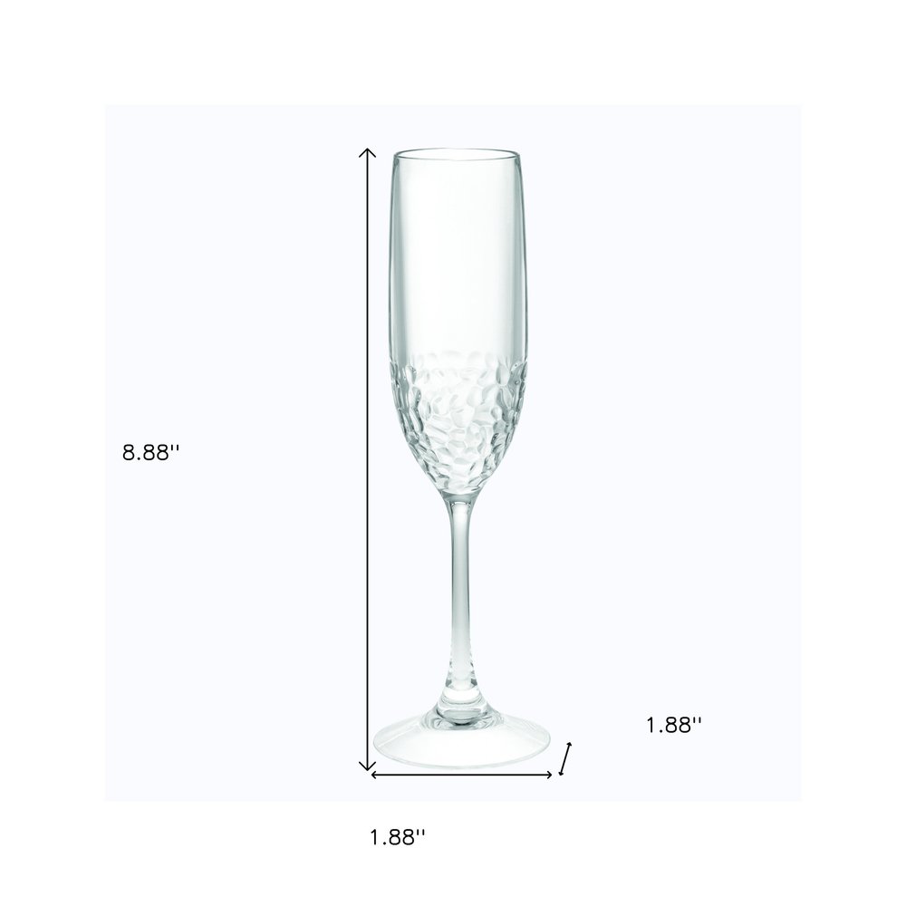 Set of Four Clear Dimpled Tritan Plastic Stemmed Flutes HomeRoots