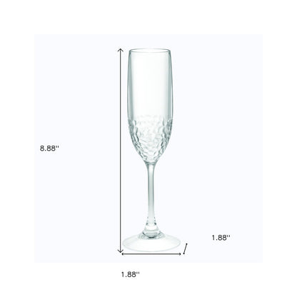 Set of Four Clear Dimpled Tritan Plastic Stemmed Flutes HomeRoots