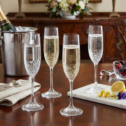 Set of Four Clear Tritan Plastic Stemmed Flute HomeRoots