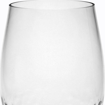 Set of Four Clear Dimpled Tritan Plastic Stemless All Purpose Tumbler Wine Glasses