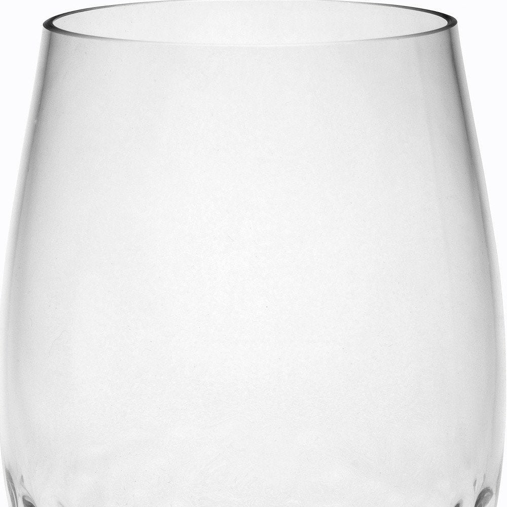 Set of Four Clear Dimpled Tritan Plastic Stemless All Purpose Tumbler Wine Glasses HomeRoots