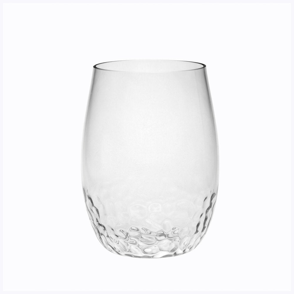 Set of Four Clear Dimpled Tritan Plastic Stemless All Purpose Tumbler Wine Glasses HomeRoots