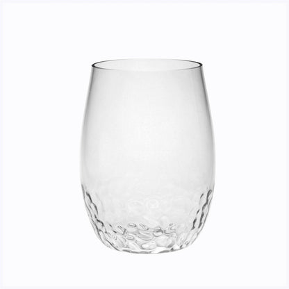 Set of Four Clear Dimpled Tritan Plastic Stemless All Purpose Tumbler Wine Glasses HomeRoots