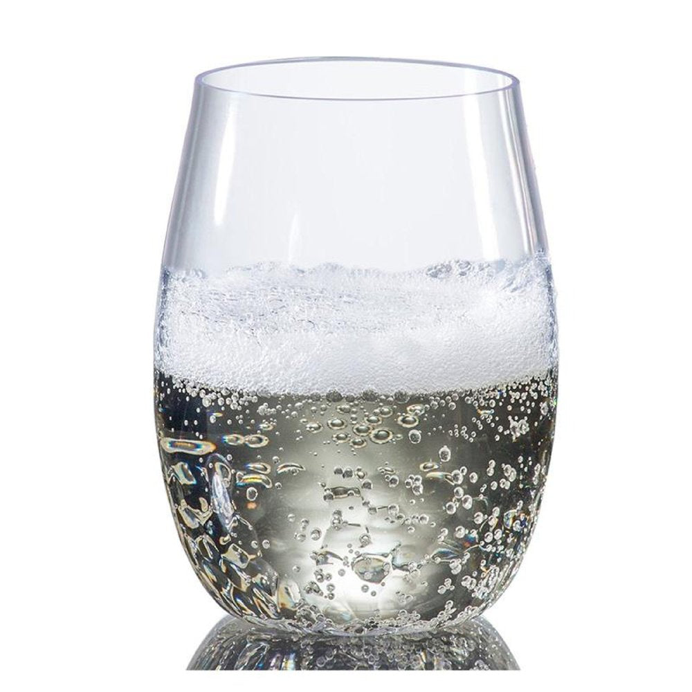 Set of Four Clear Dimpled Tritan Plastic Stemless All Purpose Tumbler Wine Glasses HomeRoots