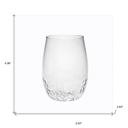 Set of Four Clear Dimpled Tritan Plastic Stemless All Purpose Tumbler Wine Glasses HomeRoots