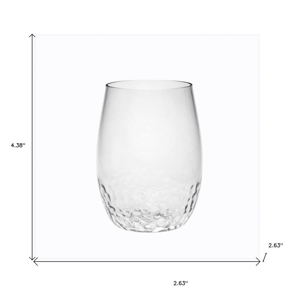 Set of Four Clear Dimpled Tritan Plastic Stemless All Purpose Tumbler Wine Glasses HomeRoots