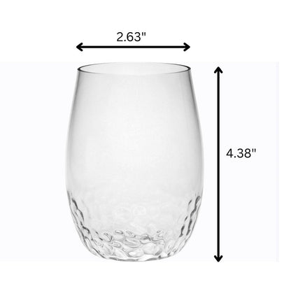 Set of Four Clear Dimpled Tritan Plastic Stemless All Purpose Tumbler Wine Glasses HomeRoots