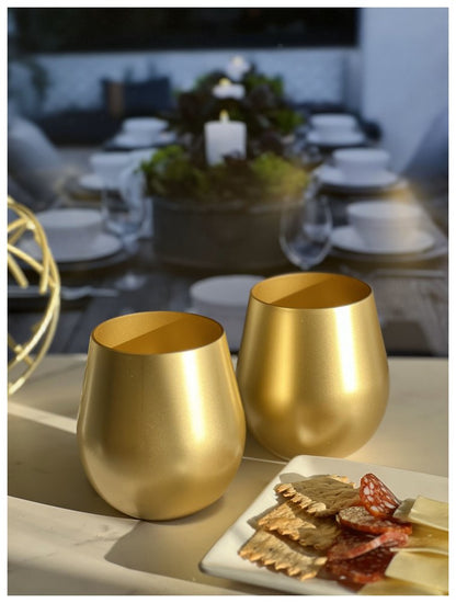 Set of Four Gold Acrylic Stemless All Purpose Wine Glass HomeRoots