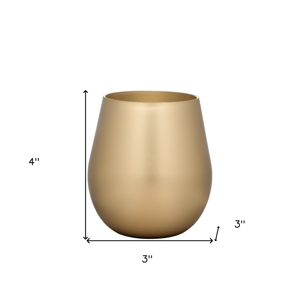 Set of Four Gold Acrylic Stemless All Purpose Wine Glass HomeRoots