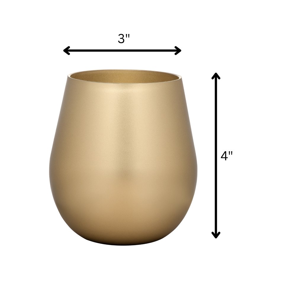 Set of Four Gold Acrylic Stemless All Purpose Wine Glass HomeRoots