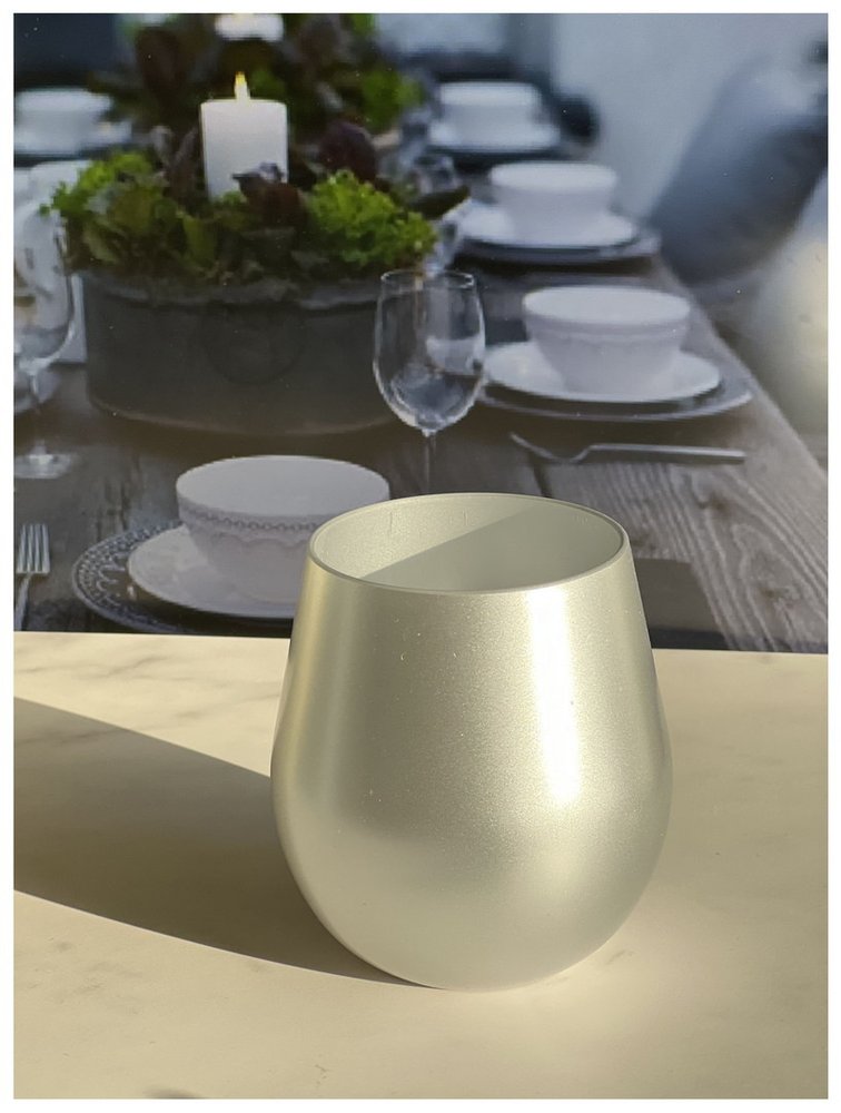 Set of Four Silver Acrylic Stemless All Purpose Wine Glass HomeRoots