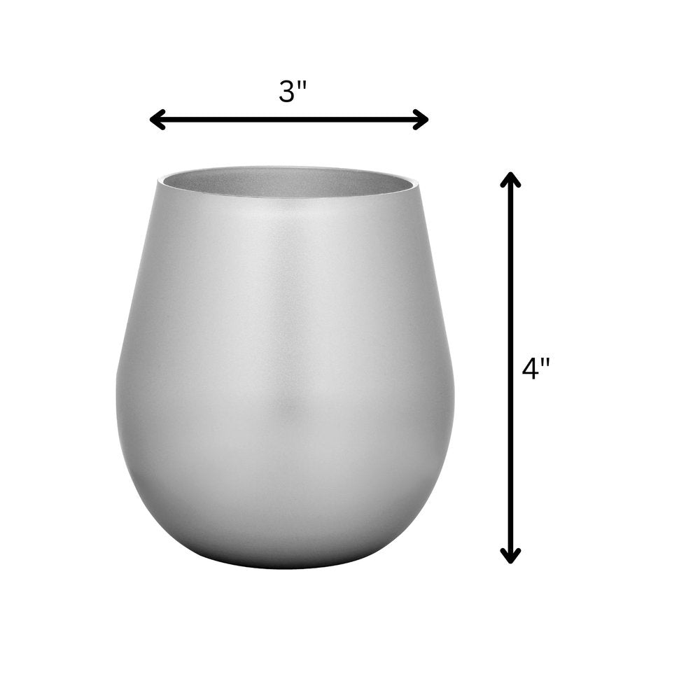 Set of Four Silver Acrylic Stemless All Purpose Wine Glass HomeRoots