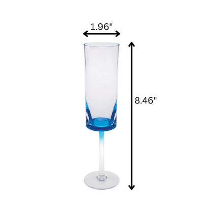 Set of Four Clear and Blue Acrylic Stemmed Flutes HomeRoots