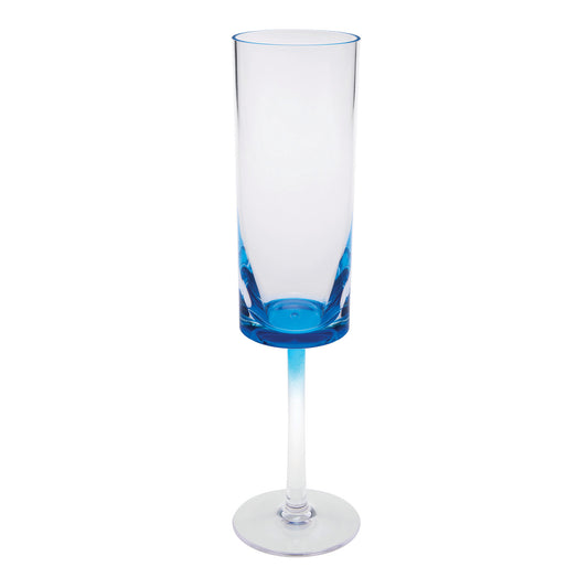 Set of Four Clear and Blue Acrylic Stemmed Flutes