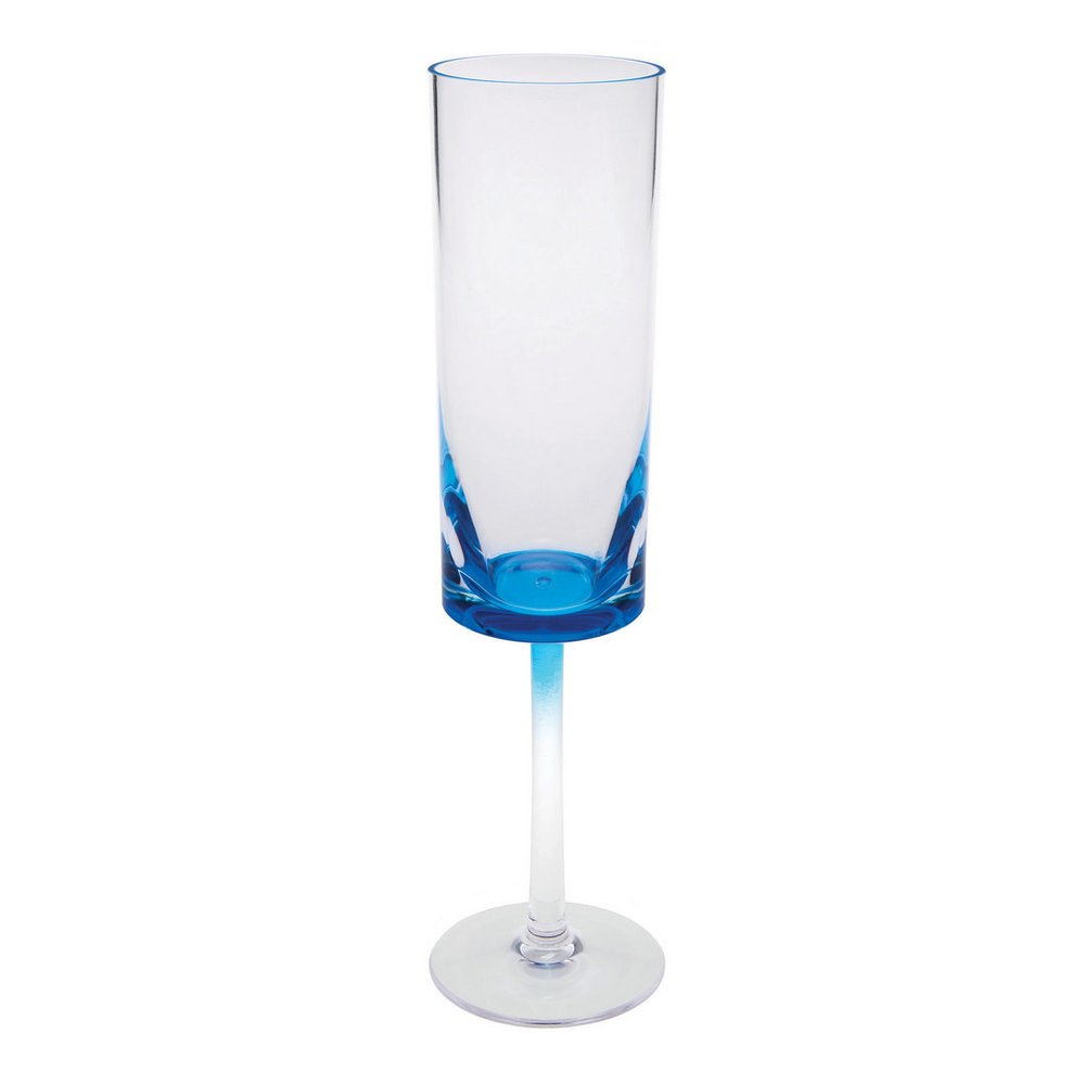 Set of Four Clear And Blue Acrylic Round Bowl Stemmed Flute HomeRoots