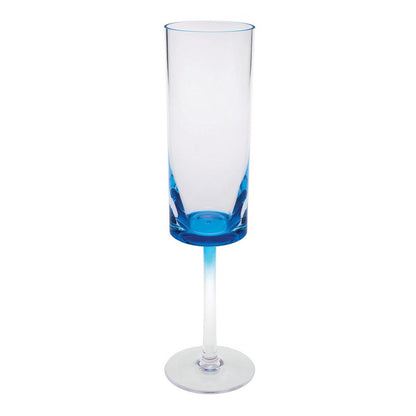 Set of Four Clear And Blue Acrylic Round Bowl Stemmed Flute HomeRoots