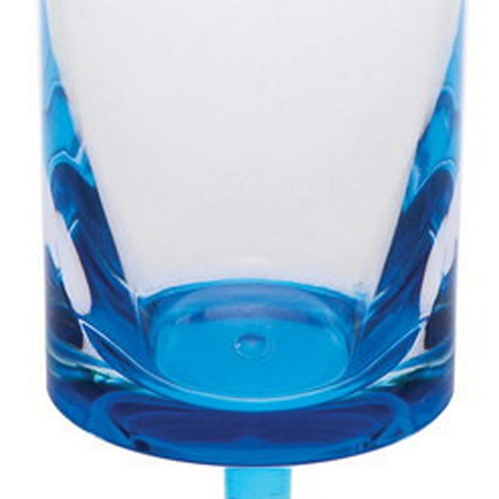 Set of Four Clear And Blue Acrylic Round Bowl Stemmed Flute HomeRoots