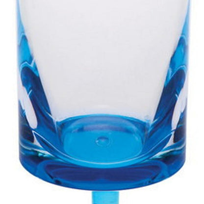 Set of Four Clear And Blue Acrylic Round Bowl Stemmed Flute HomeRoots