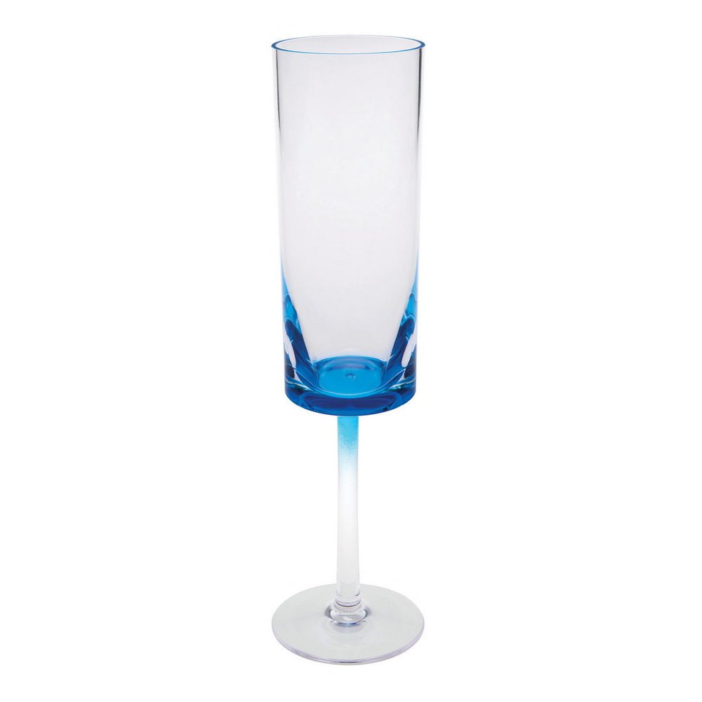 Set of Four Clear And Blue Acrylic Round Bowl Stemmed Flute HomeRoots