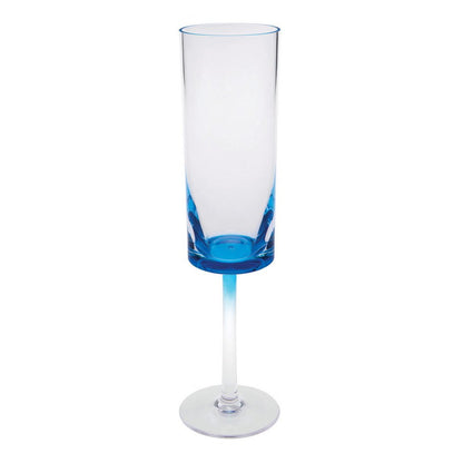 Set of Four Clear And Blue Acrylic Round Bowl Stemmed Flute HomeRoots