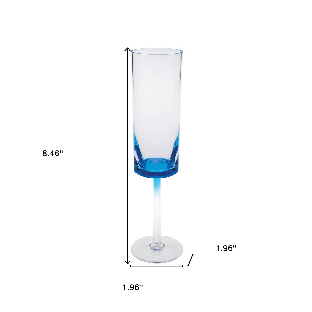 Set of Four Clear And Blue Acrylic Round Bowl Stemmed Flute HomeRoots
