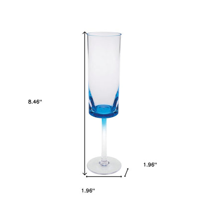 Set of Four Clear And Blue Acrylic Round Bowl Stemmed Flute HomeRoots