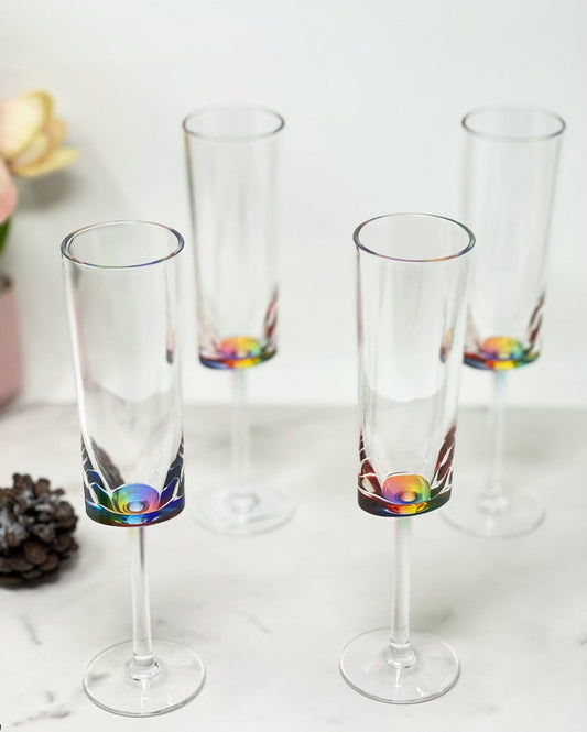 Set of Four Rainbow Acrylic Round Bowl Stemmed Flute HomeRoots