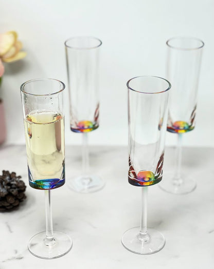 Set of Four Rainbow Geometric Acrylic Stemmed Flutes HomeRoots