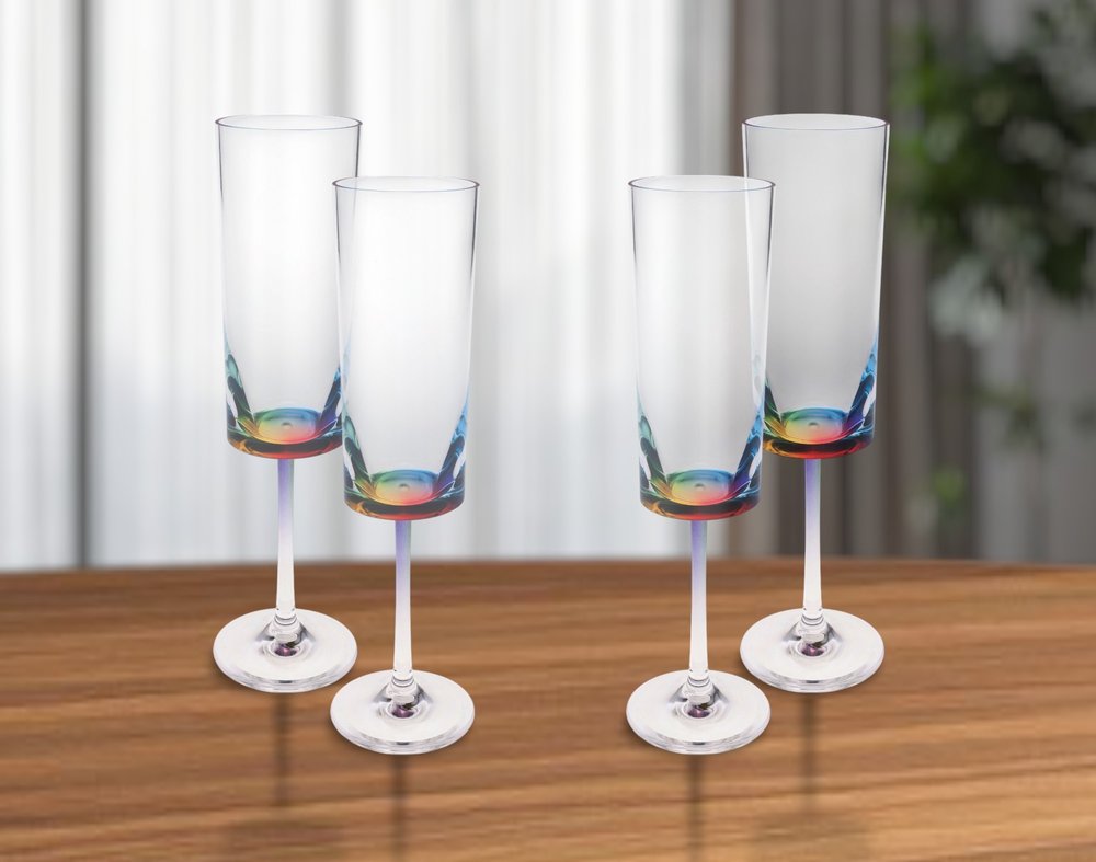 Set of Four Rainbow Geometric Acrylic Stemmed Flutes HomeRoots
