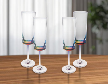 Set of Four Rainbow Geometric Acrylic Stemmed Flutes HomeRoots