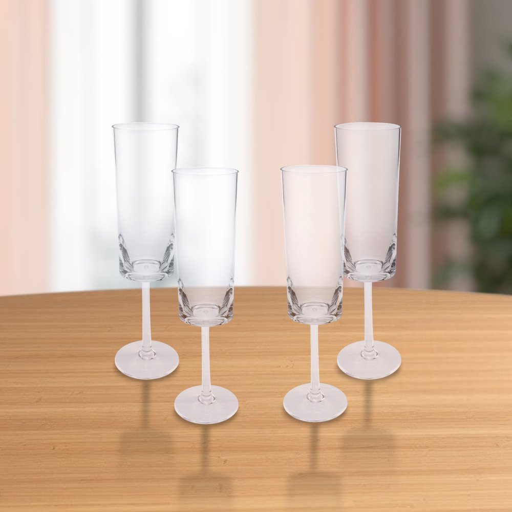 Set of Four Rainbow Geometric Acrylic Stemmed Flutes HomeRoots