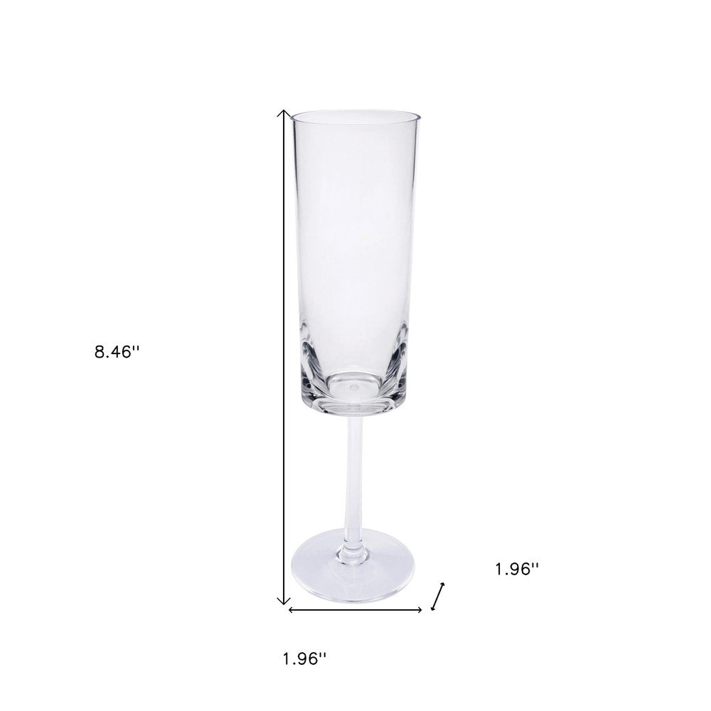 Set of Four Clear Tritan Plastic Stemmed Flute HomeRoots