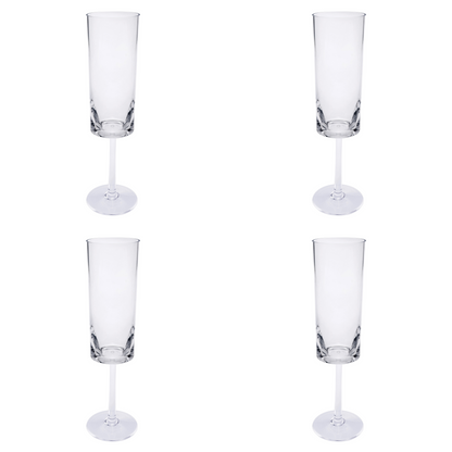 Set of Four Clear Tritan Plastic Stemmed Flutes