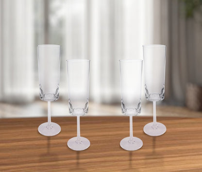 Set of Four Clear Tritan Plastic Stemmed Flutes HomeRoots