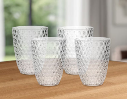 Set of Four Clear Diamond Acrylic Stemless Whiskey Glasses