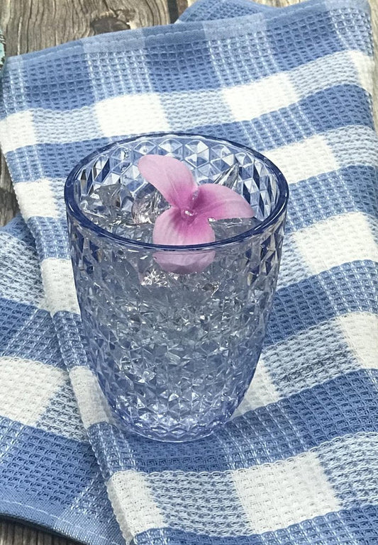 Set of Four Blue Diamond Acrylic Stemless Whiskey Glass HomeRoots