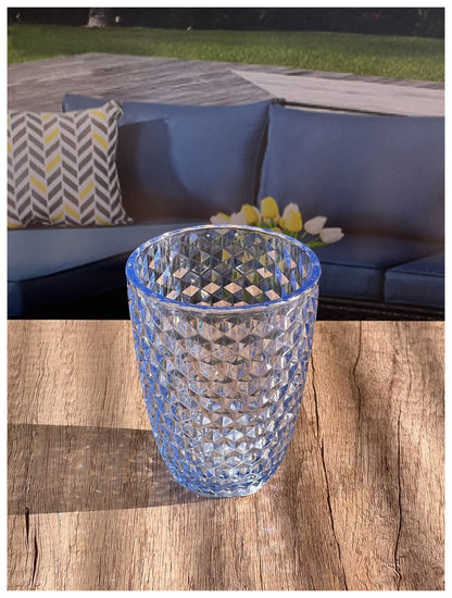 Set of Four Blue Diamond Acrylic Stemless Whiskey Glass HomeRoots