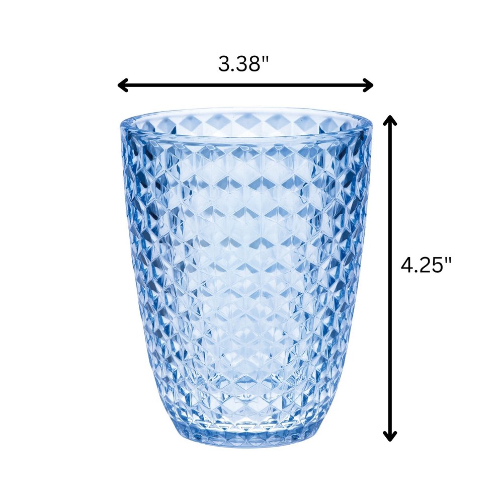 Set of Four Blue Diamond Acrylic Stemless Whiskey Glass HomeRoots