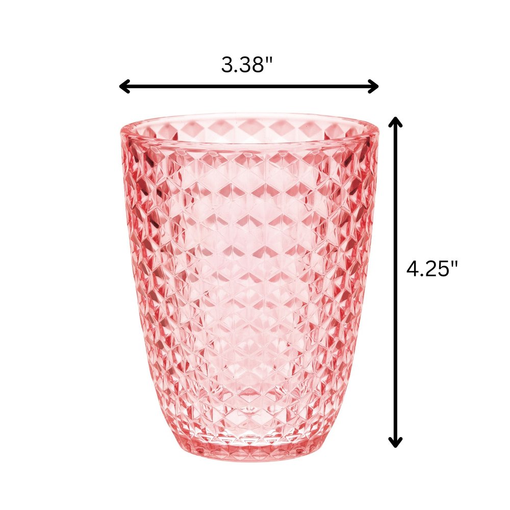 Set of Four Pink Diamond Acrylic Stemless Whiskey Glass HomeRoots