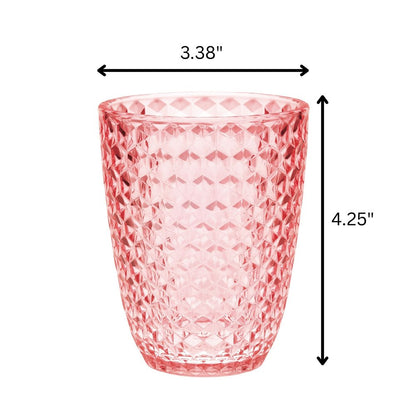 Set of Four Pink Diamond Acrylic Stemless Whiskey Glass HomeRoots