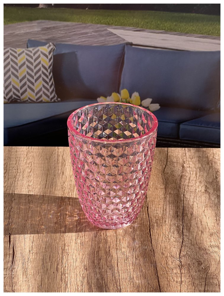 Set of Four Clear Diamond Acrylic Stemless Whiskey Glasses HomeRoots