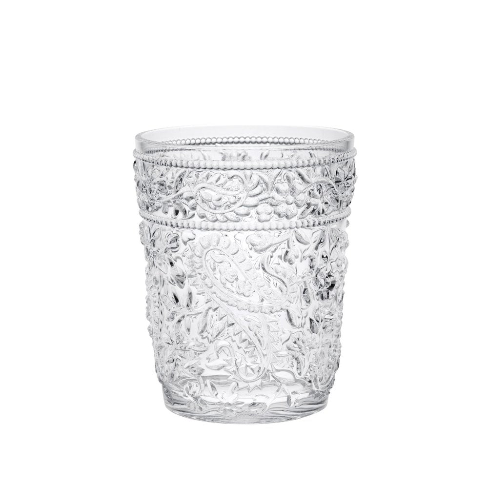 Set of Four Clear Paisley Acrylic Stemless Whiskey Glass HomeRoots