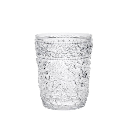 Set of Four Clear Paisley Acrylic Stemless Whiskey Glass HomeRoots
