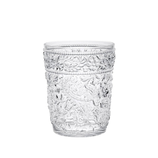Set of Four Clear Paisley Acrylic Stemless Whiskey Glass HomeRoots