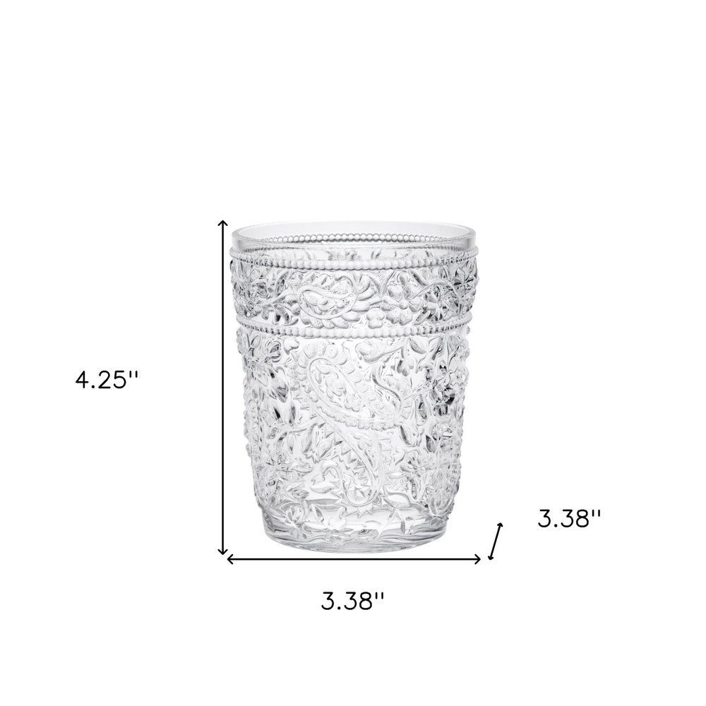 Set of Four Clear Paisley Acrylic Stemless Whiskey Glass HomeRoots