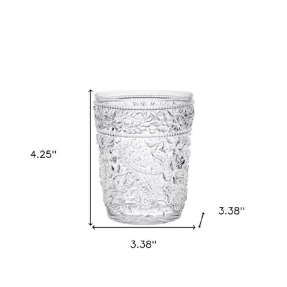 Set of Four Clear Paisley Acrylic Stemless Whiskey Glass HomeRoots