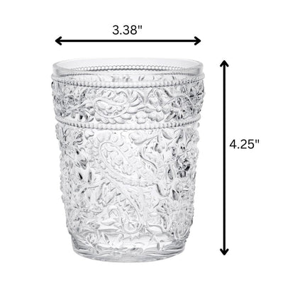 Set of Four Clear Paisley Acrylic Stemless Whiskey Glass HomeRoots