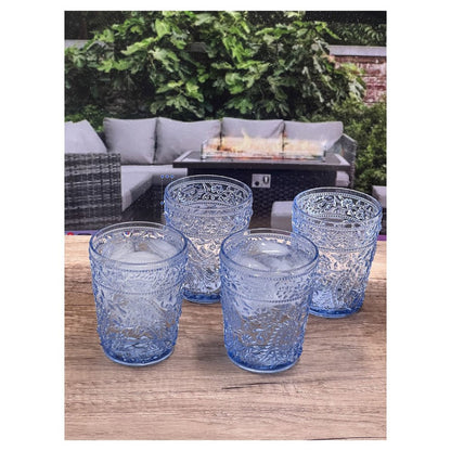 Set of Four Clear Paisley Acrylic Stemless Whiskey Glass HomeRoots
